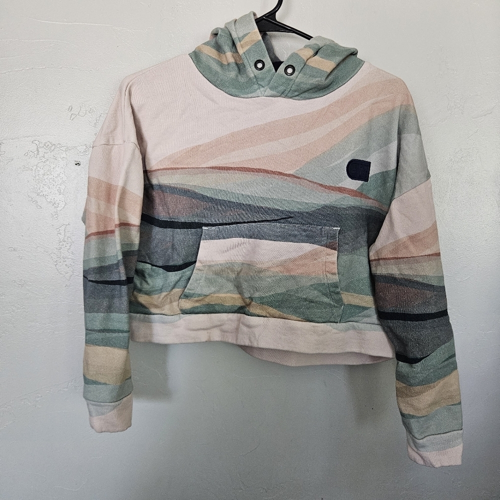 Picture Women's Small Pastel Striped Women's Hoodie Cropped Organic Cotton Shirt